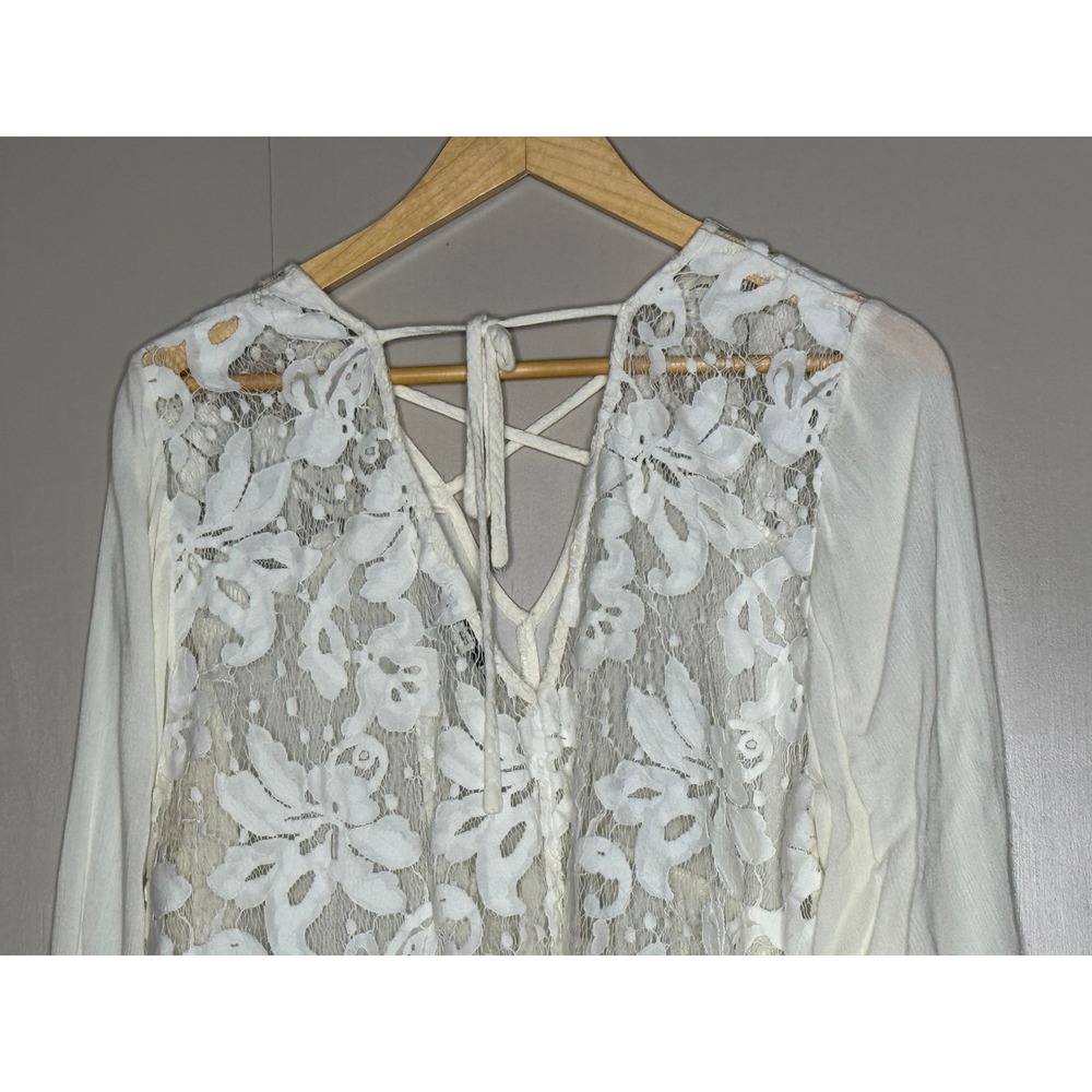 American Eagle Outfitters Ivory Lace Boho Babydoll Tunic Top XXL - Picture 5 of 8